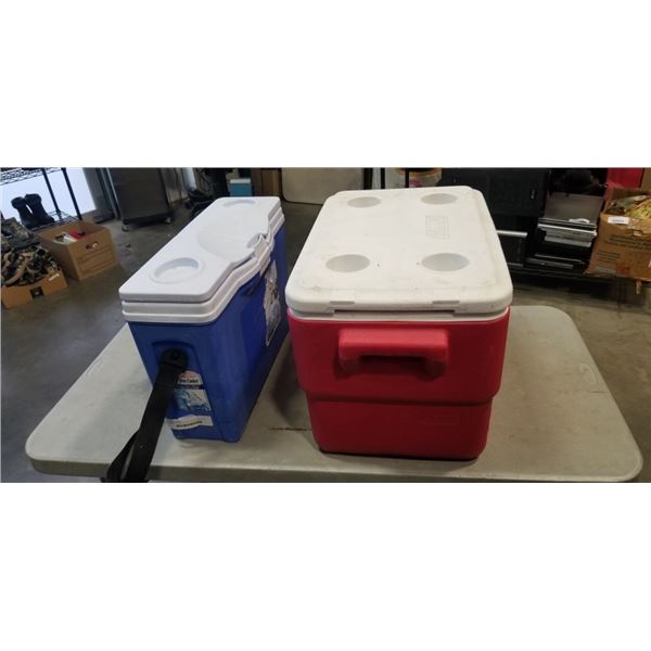 COLEMAN COOLER AND RUBBERMAID SLIM COOLER