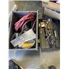 Image 1 : TOOLBOX AND CONTENTS AND TOTE OF ASSORTED TROWELS, AIR HOSE ETC