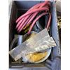 Image 2 : TOOLBOX AND CONTENTS AND TOTE OF ASSORTED TROWELS, AIR HOSE ETC