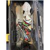 Image 5 : TOOLBOX AND CONTENTS AND TOTE OF ASSORTED TROWELS, AIR HOSE ETC
