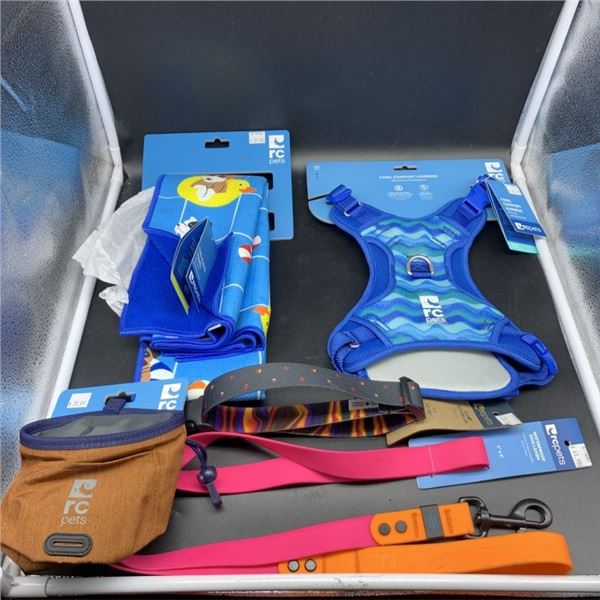 NEW RC PETS SIZE SMALL COOL COMFORT HARNESS, NEW DAG A LONG TOWEL, ESSENTIAL TREAT BAG WATERPROOF DO