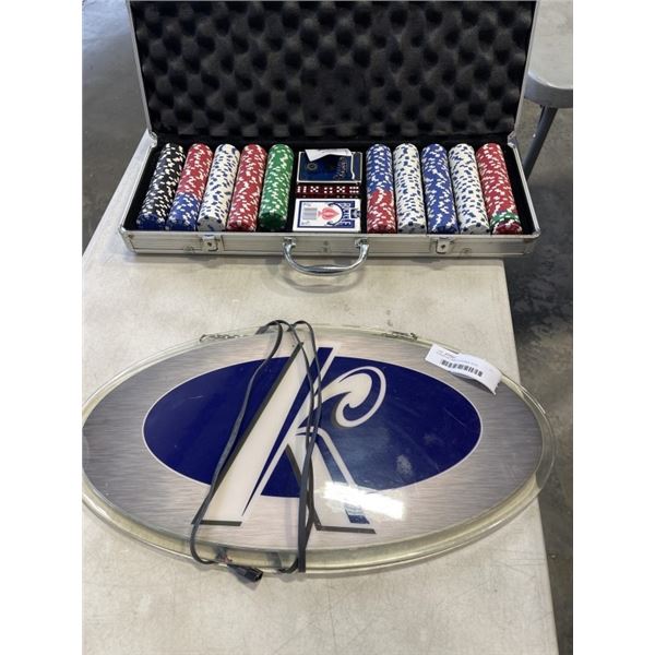 POKER SET AND KOKANEE SIGN