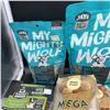 Image 2 : FIVE BAGS OF NEW MY MIGHTY WOLF SALMON AND SARDINE RECIPE DOG TREATS WITH SAUSAGE BITES, MEGA BONES,