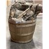Image 1 : WOODEN BASKET OF BURLAP