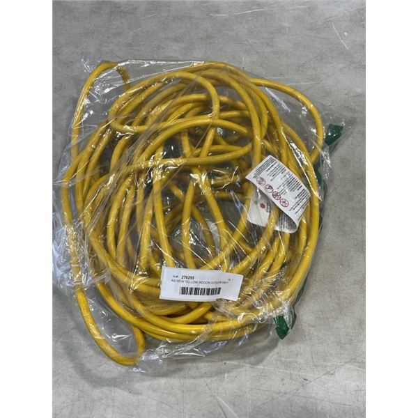 AS NEW YELLOW INDOOR OUTDOOR 50FT HEAVY DUTY LIGHTED EXTENSION CORD, 14AWG, 3 WIRE