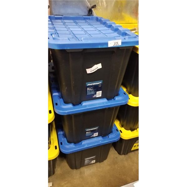 3 MASTERCRAFT HEAVY DUTY 102L STORAGE TOTES