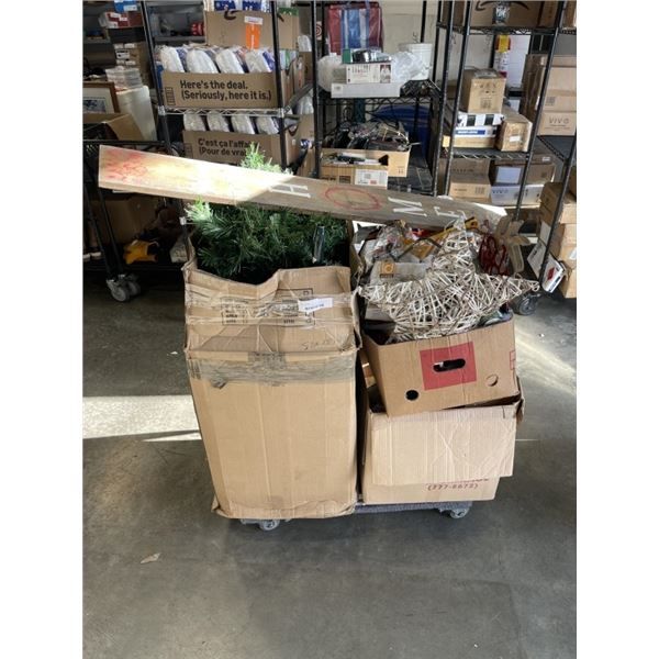 7FT CHRISTMAS TREE WITH 2 BOXES OF DECORATIONS