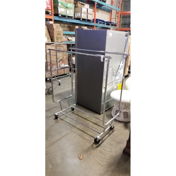 ROLLING AND FOLDING DOUBLE BAR CLOTHING RACK