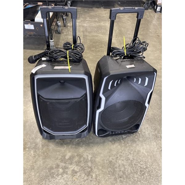 TWO ION PORTABLE PARTY SPEAKERS TURNS ON BUT NO SOUND LIGHTS ARE FLASHING