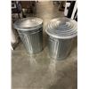 Image 1 : 2 GALVANIZED GARBAGE CANS AND LIDS