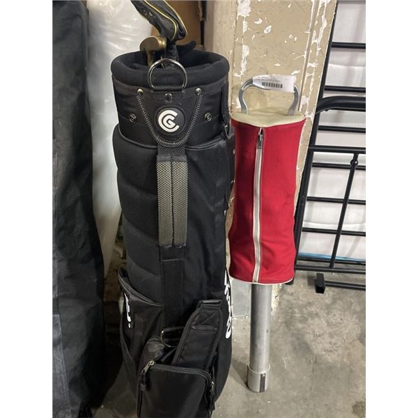 GOLF BAG W/ 2 PUTTERS AND BALL HOLDER
