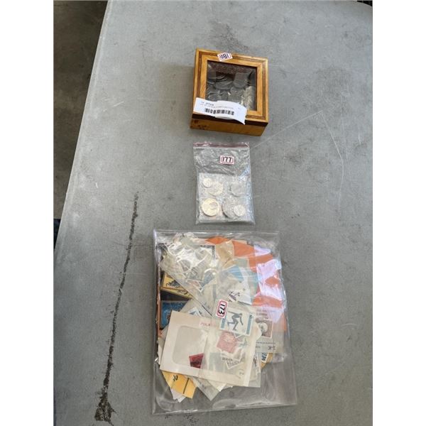 LOT OF VINTAGE STAMPS AND COIN COLLECTION