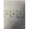 Image 1 : 3 CANADIAN MINT SILVER DIMES 1962, 1963, 1964 .800 SILVER