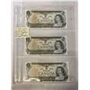Image 1 : 3 MINT 1973 CANADIAN $1 BILLS IN SEQUENCE, LAST YEAR OF $1 BILL