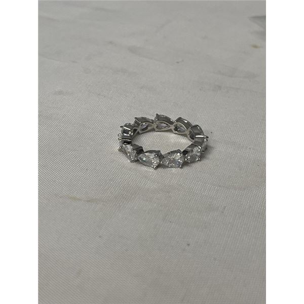 SILVER COLOUR W/ CZ STONES ETERNETY RING BAND, SIZE 7.5