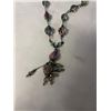 Image 2 : VINTAGE EXTRA LENGTH CARNEVAL GLASS BEADS NECKLACE W/ MATCHING TASSEL PENDANT 26-28" LENGTH, SELF AD