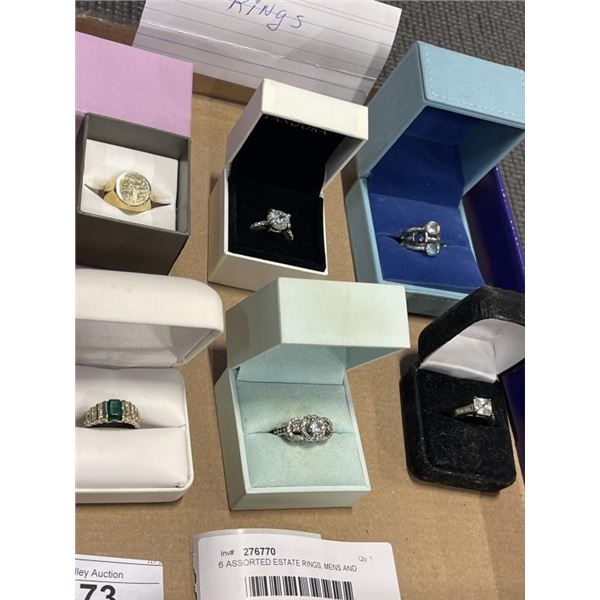 6 ASSORTED ESTATE RINGS, MENS AND LADIES