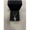 Image 1 : NEW 18K GOLD PLATED 30.0MM SIMULATED DIAMOND (CZ) CROSS NECKLACE, CHAIN 18" LONG