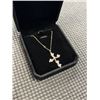 Image 2 : NEW 18K GOLD PLATED 30.0MM SIMULATED DIAMOND (CZ) CROSS NECKLACE, CHAIN 18" LONG