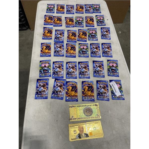 SEALED POKEMON CARD PACKS AND GOLD FOIL BILLS