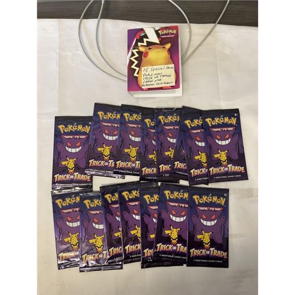 15 SPECIAL PACKS, POKEMON TRICK OR TRADE CARDS PLUS POKEMON ALBUM