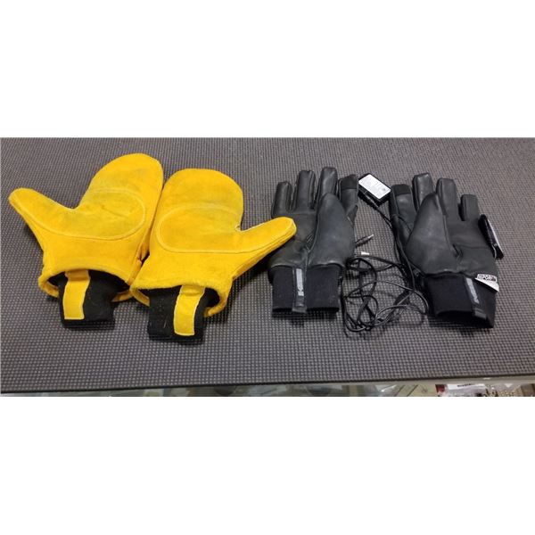 KARBON HEATED GLOVES WITH CHARGER, AND REFRIGIWEAR SIZE LARGE MITTENS