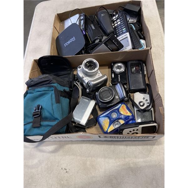 2 BOXES OF EELCTRONICS AND DIGITAL CAMERAS