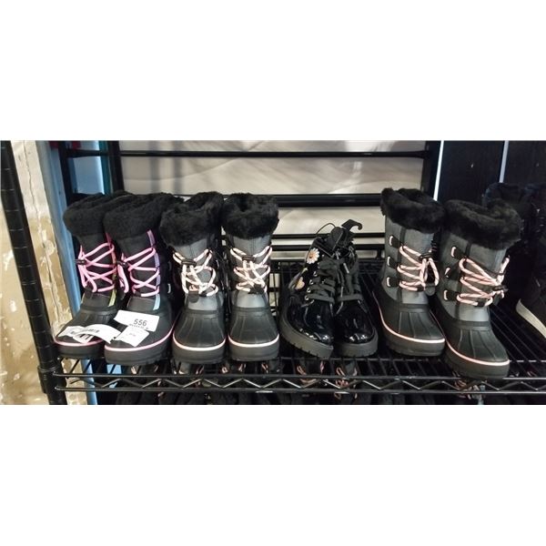 4 NEW SIZE 12 GIRLS WINTER BOOTS AND FASHION BOOTS