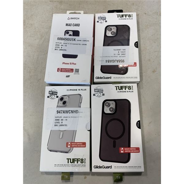 IPHONE 15 PLUS MAG CARD AND 3 CASES