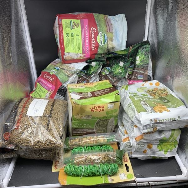 LOT OF NEW RABBIT FOOD AND ACCESSORIES