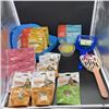 Image 1 : BOX OF NEW CAT FOOD, TREATS, ACCESSORIES AND CORNER LITTER BOX BEST BEFORE 2026