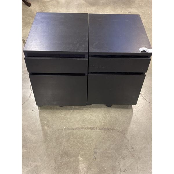 2 MALM IKEA ROLLING 2 DRAWER SIDE TABLES