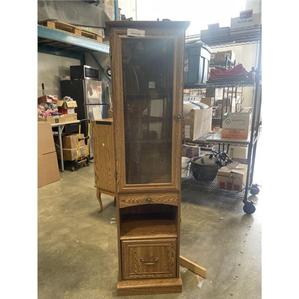 OAK GLASS DOOR DISPLAY CABINET