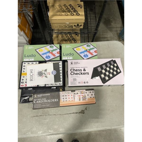YELLOW MOUNTAIN JAPANESE MAHJONG SET, LUDO, CARDHOLDERS AND CHESS
