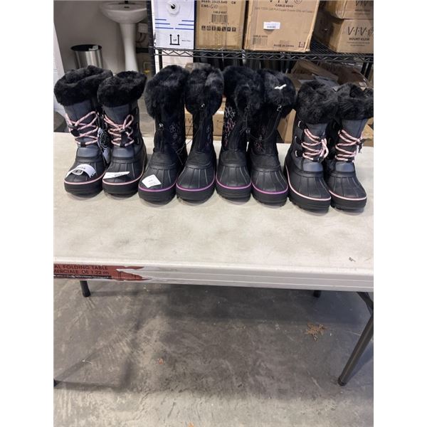 4 NEW SIZE 4 GIRLS WINTER BOOTS
