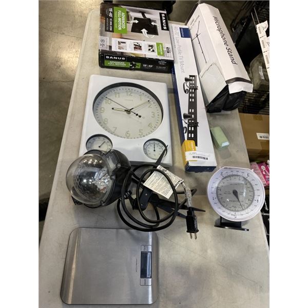 TV MOUNTS, MICROPHONE STAND, CLOCK AND YARD LIGHTS