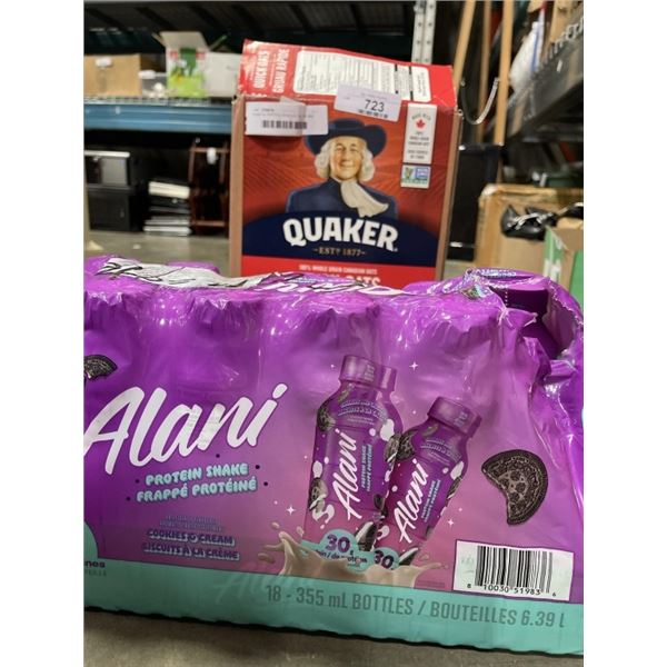 ALANI NU PROTEIN SHAKLES, BB 2026 AND QUAKER OATS