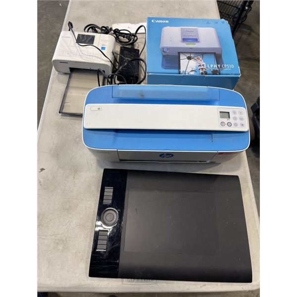 2 CANON PRINTERS AND HP PRINTER, AND WACOM PAD