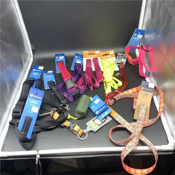 APPROXIMATELY $200 OF NEW DOG LEASHES AND ACCESSORIES