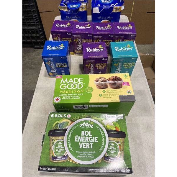 ASSORTED TETLEY TEA, SOUP, AND PROTEIN DRINKS