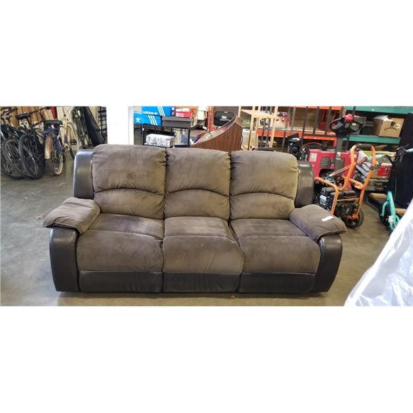 LEATHER AND MICORFIBER 3 SEATER, DOUBLE RECLINER SOFA