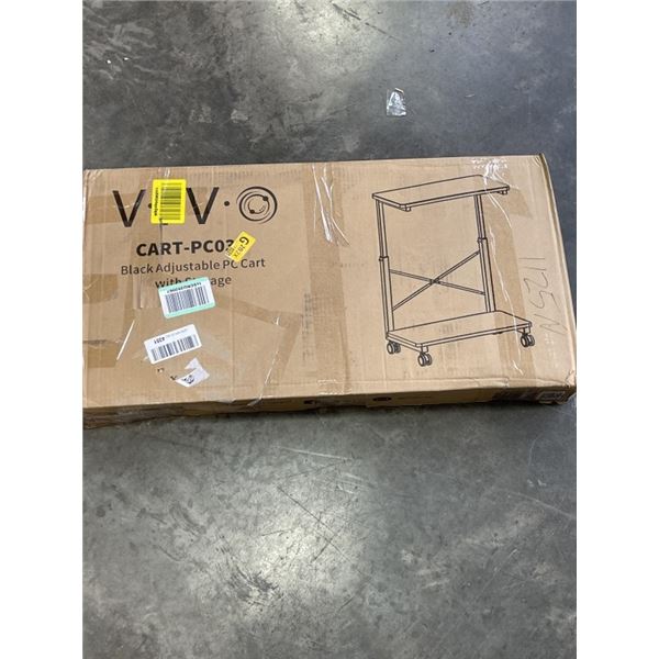 VIVO BLACK ADJUSTABLE PC CART WITH STORAGE