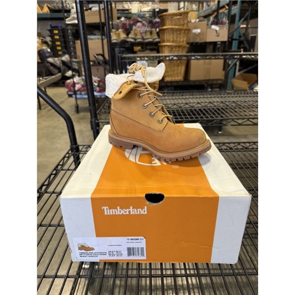 NEW TIMBERLAND FLEECE FOLD DOWN WOMENS BOOT, WHEAT - SIZE 8