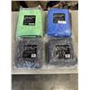 Image 1 : NEW MICROFIBRE DRYING TOWELS, 4 GREY 16 X 16 INCH, (PACKS OF 2) AND LARGE SIZE GREEN AND BLUE 40 X 2