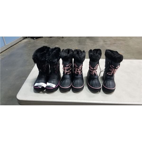 3 NEW SIZE 1 GIRLS WINTER BOOTS