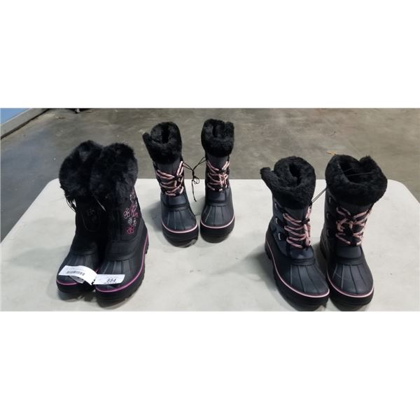 3 NEW SIZE 3 GIRLS WINTER BOOTS