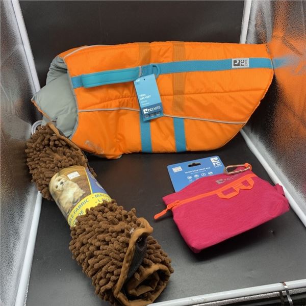 NEW RC PETS SIZE LARGE TIDAL LIFE VEST, QUICK GRAB TREAT BAG  AND ULTIMAT FOR DOG