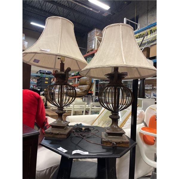 PAIR OF ANTIQUE TABLE LAMPS, WORKING