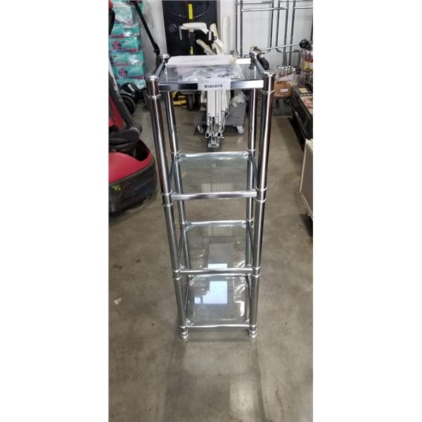 CHROME AND GLASS 4 TIER DISPLAY SHELF