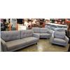 Image 1 : 3PC GREY COUCH SEAT - SOFA, LOVESEAT, ARM CHAIR